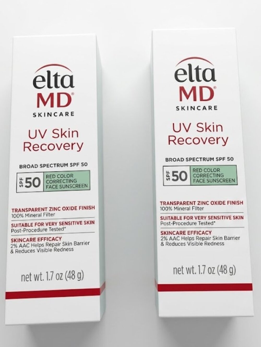 New 2  EltaMD UV Skin Recovery Red Color Correcting Mineral Sunscreen SPF 50